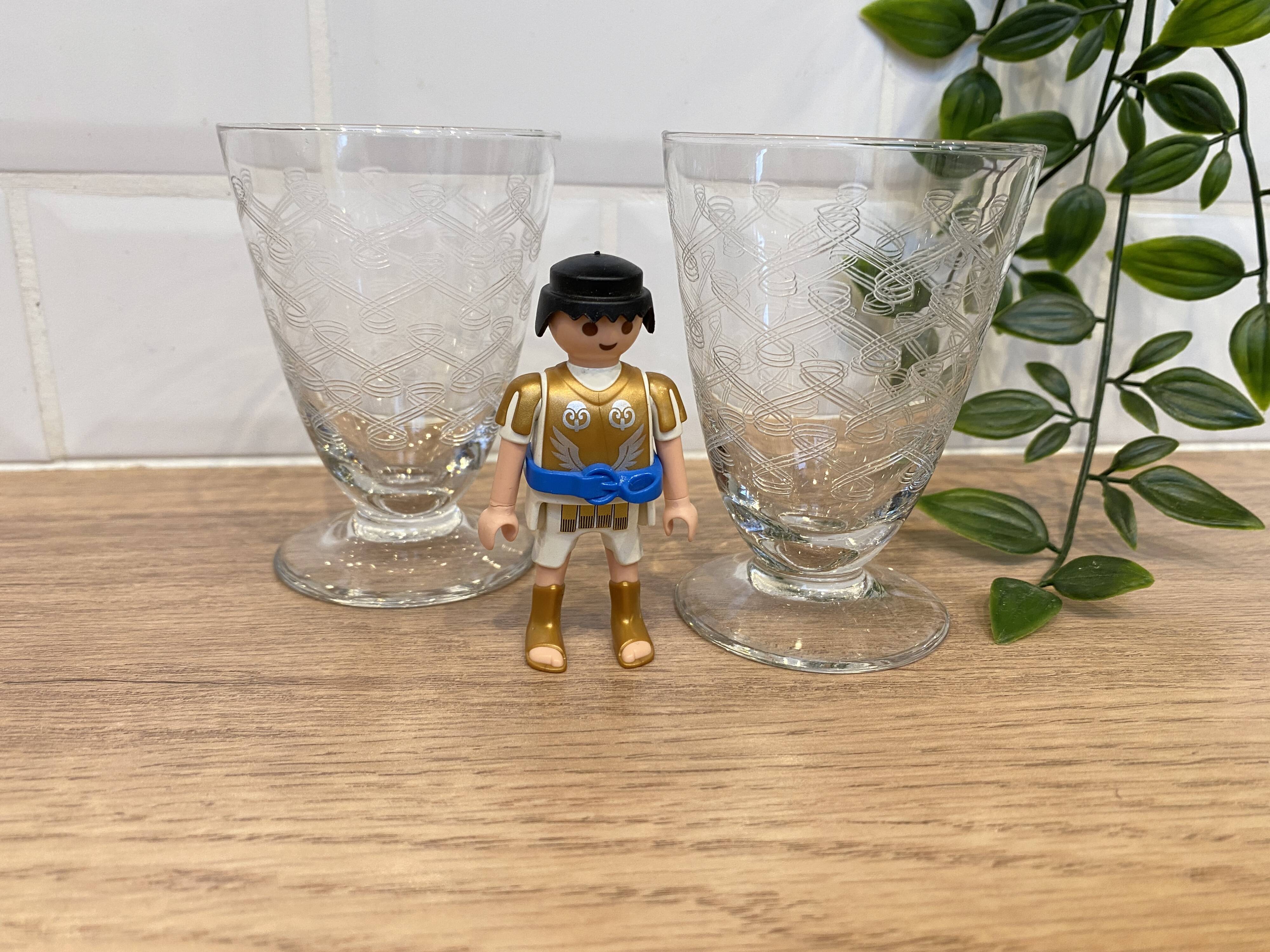 Set de 2 verres à vin en verre gravé