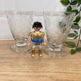 Set de 2 verres à vin en verre gravé