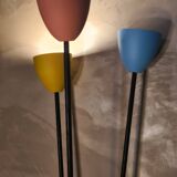 Mid century floor lamp 1950 to 70 sheet metal lampshade steel tricolor paint lidokov boscovice