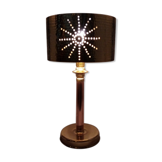 Lampe à poser marocaine en cuivre martelé motif ciselé à la main