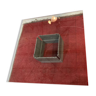 Table basse design en métal et plateau en verre (120x120cm)