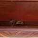 Napoleon III display cabinet in marquetry, Louis XV style, black marble, gilded bronze.