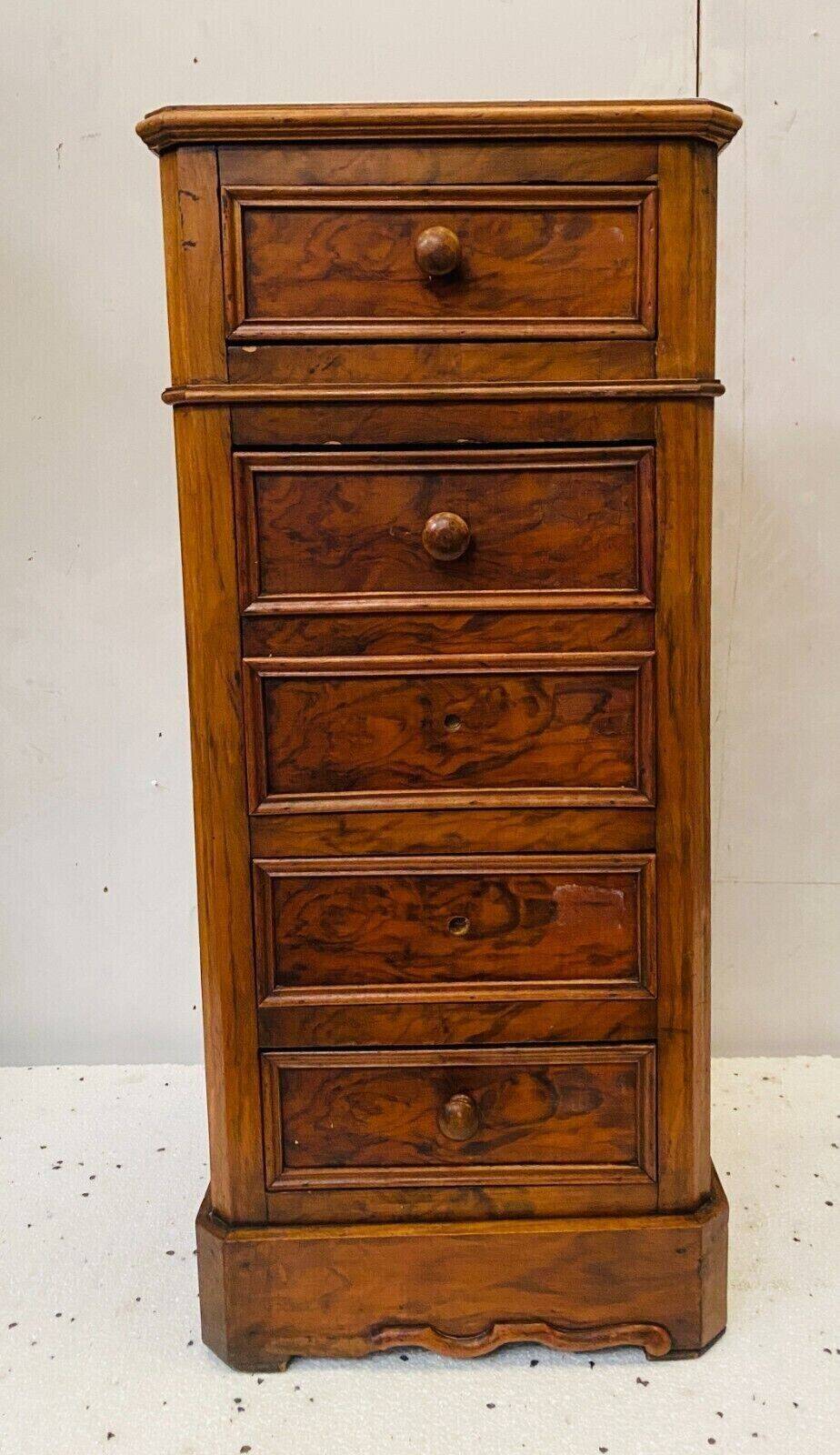 Burl walnut chiffonier bedside table 19th century