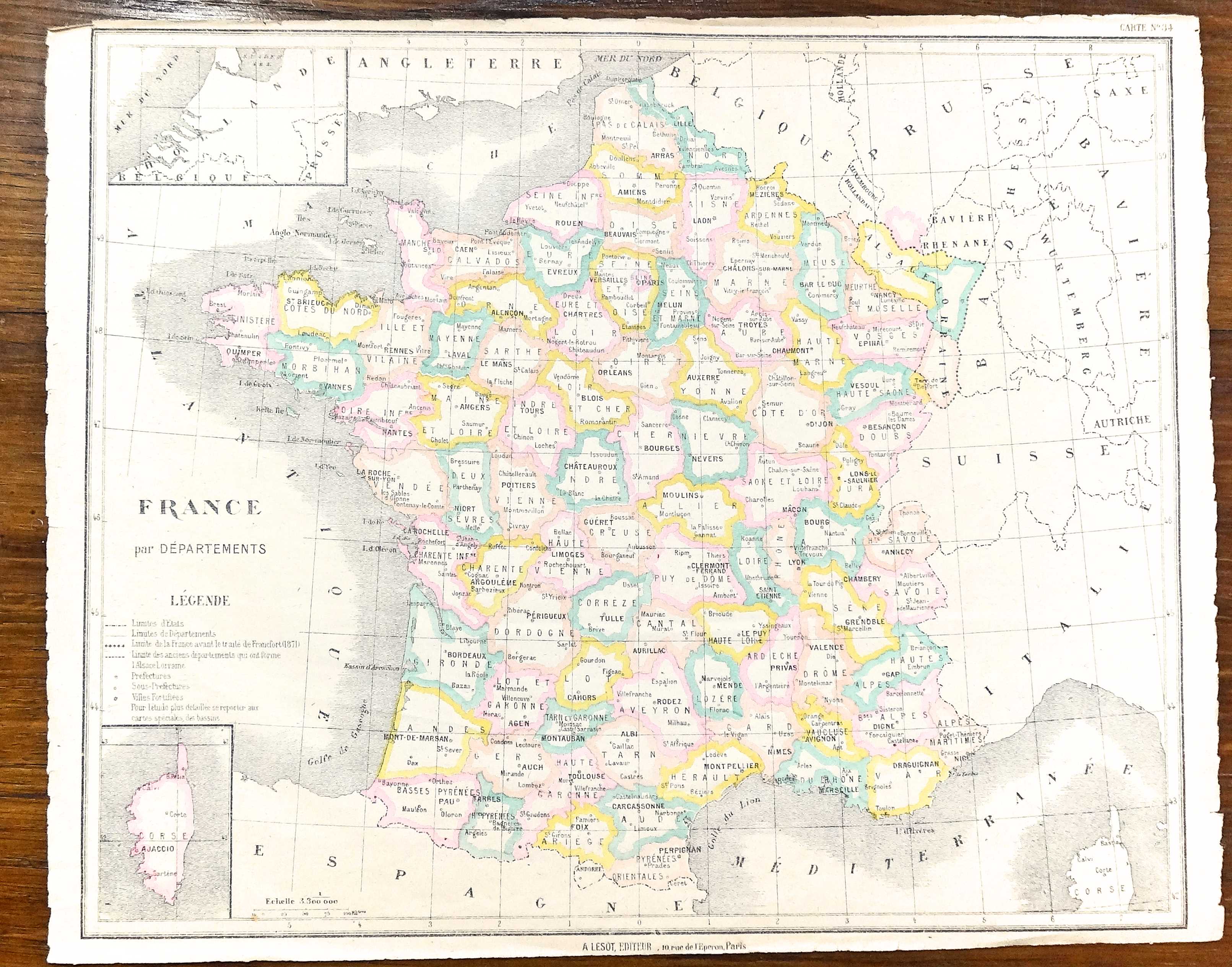 Old saussine geographical atlas in the form of a set of cubes around 1900