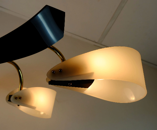 6-light chandelier with acrylic shades 1950