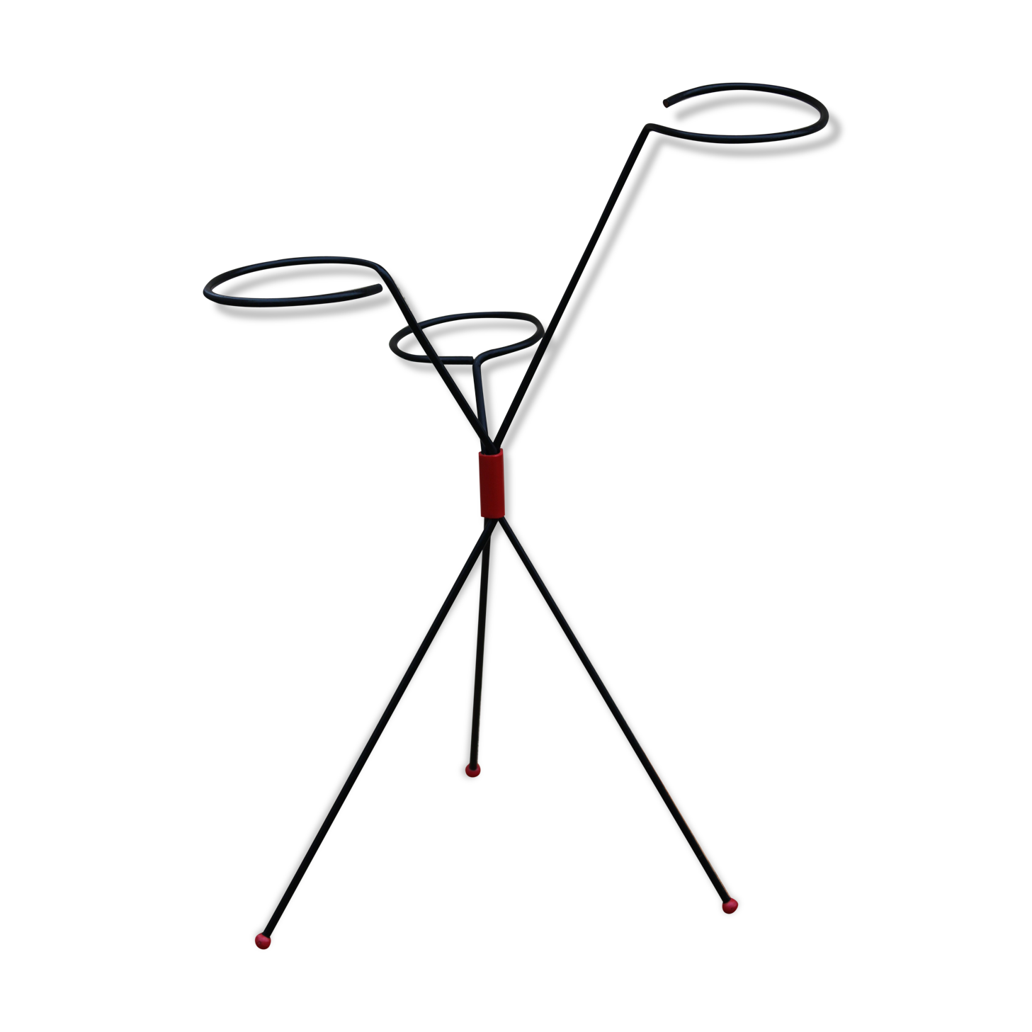 1960's black metal tripod plant holder