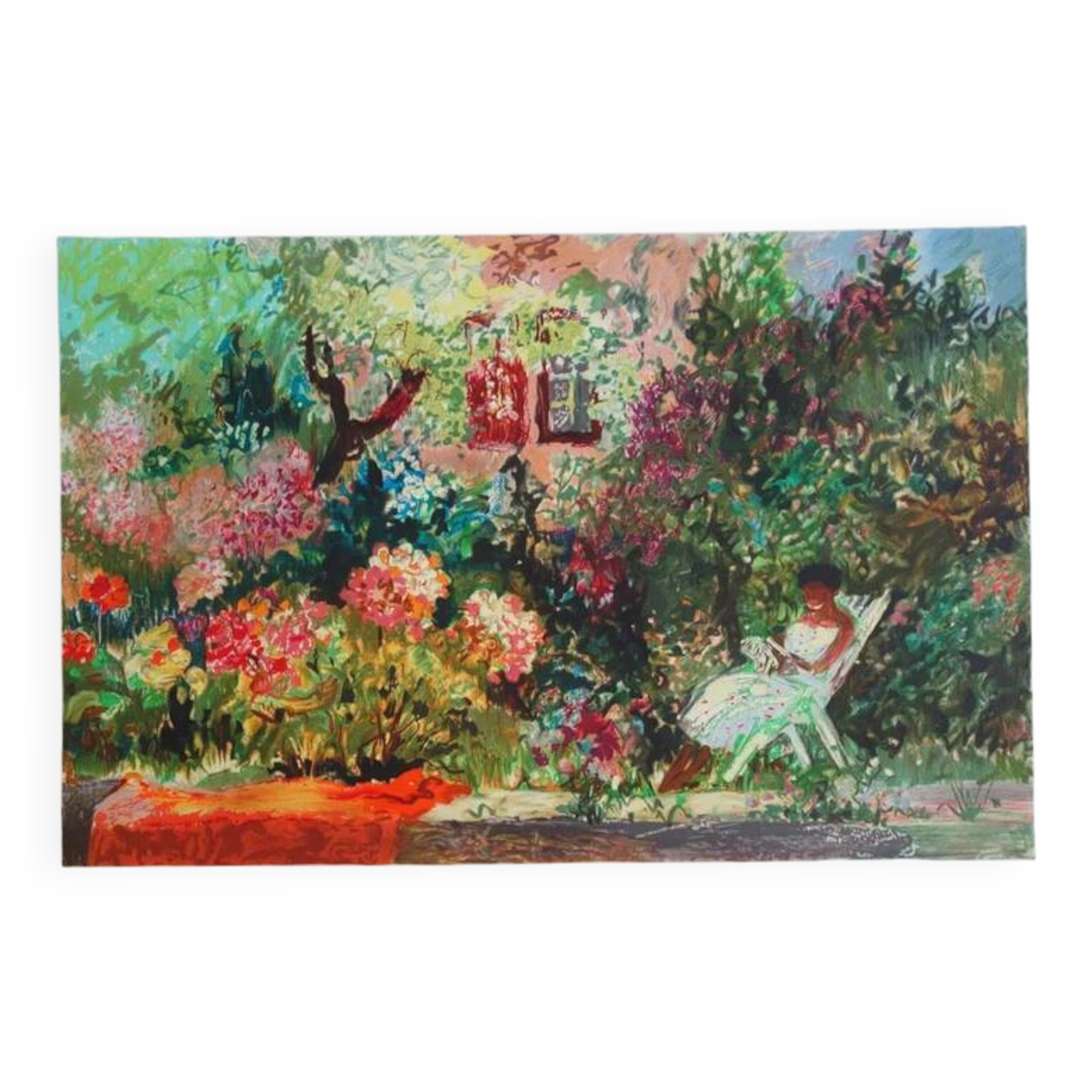 Yvonne Cheffer Delouis: Madeleine in Hendaye, signed original lithograph.