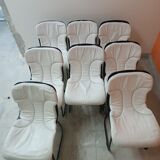 Set of 8 vintage white leather chairs model No C2 by Cidue, Italy 1970