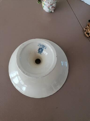 Composition in earthenware iron earth Gien model Stocklom blue art nouveau