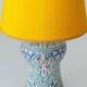 Mediterranean Table Lamp in Hand-Painted Spanish Ceramic, New Yellow Silk Shade