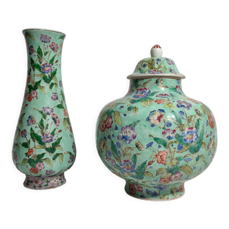 Potiche et vase porcelaine chinoise qing 19th famille verte celadon