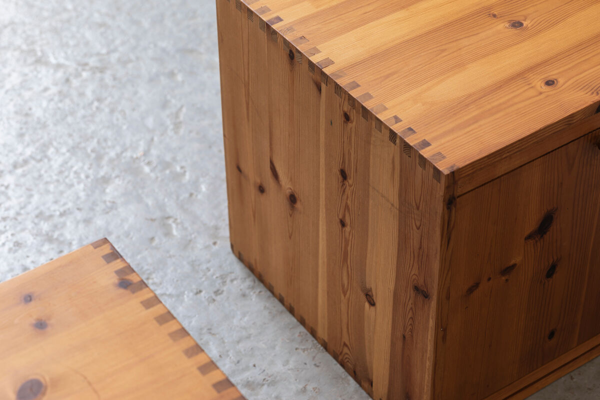 Set of 2 pine cube cabinets in the style of ate van apeldoorn, dutch design, 1960’s