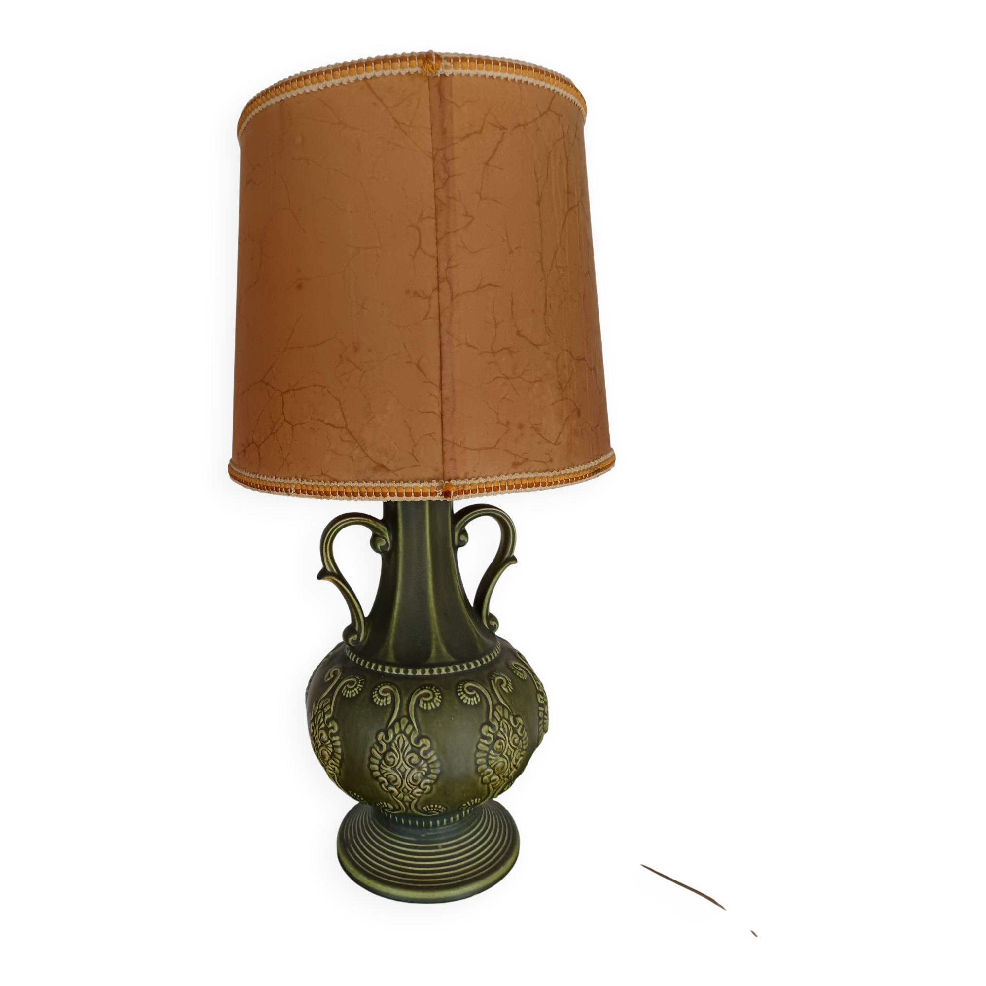 large green ceramic table lamp Bay Kéramik West Germany