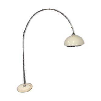 Vintage lamppost arc bamboo chrome and opaline 1970