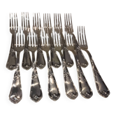 12 silver-plated dessert forks, Ercuis silversmith, Louis XV 29