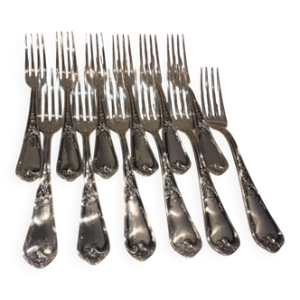 12 silver-plated dessert forks, Ercuis silversmith, Louis XV 29