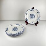 6 assiettes à dessert Fleurs bleues, KG Lunéville