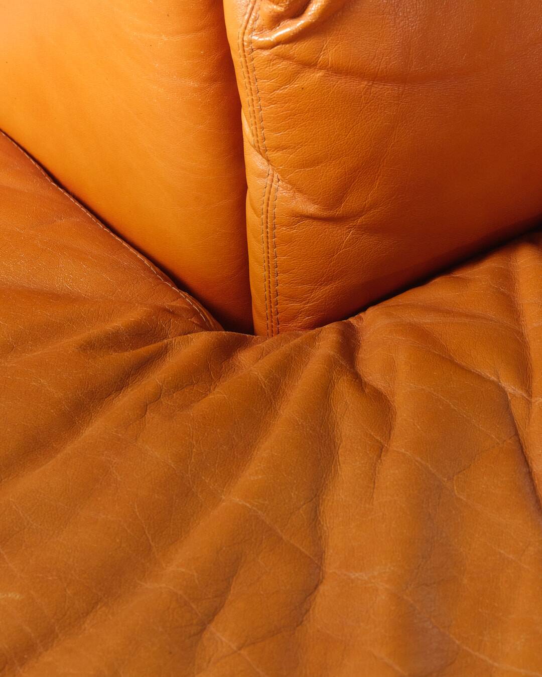 Paione modular sofa in brown leather, Claudio Salocchi, 1960s