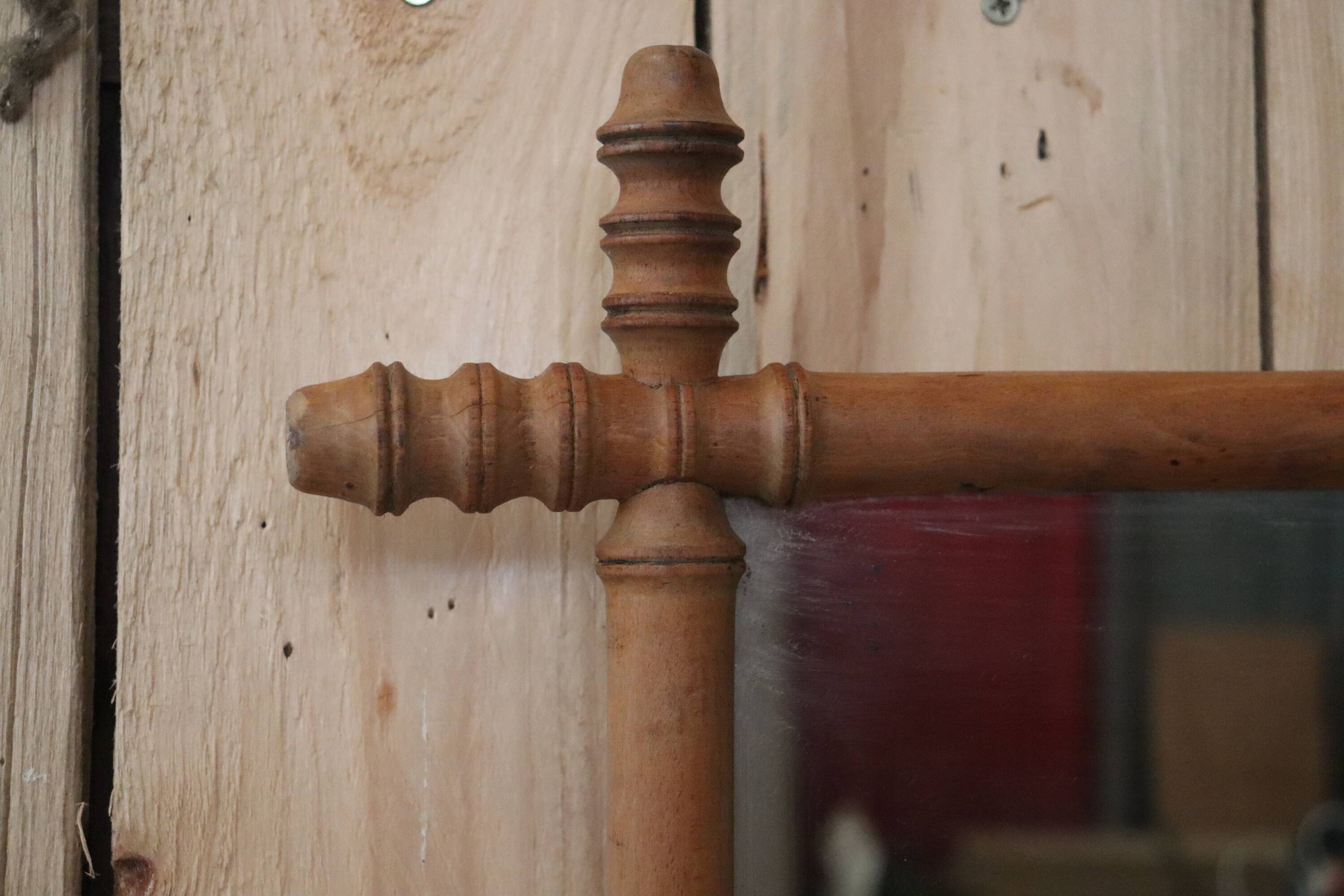 Turned wooden barber mirror 1900