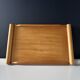 Vintage wooden plateau in Scandinavian style from the 60s — cylindrical handles.