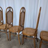 Set of 6 Vintage Bentwood Cane Dining Chair, Thonet Style, 1970s Yugoslavia