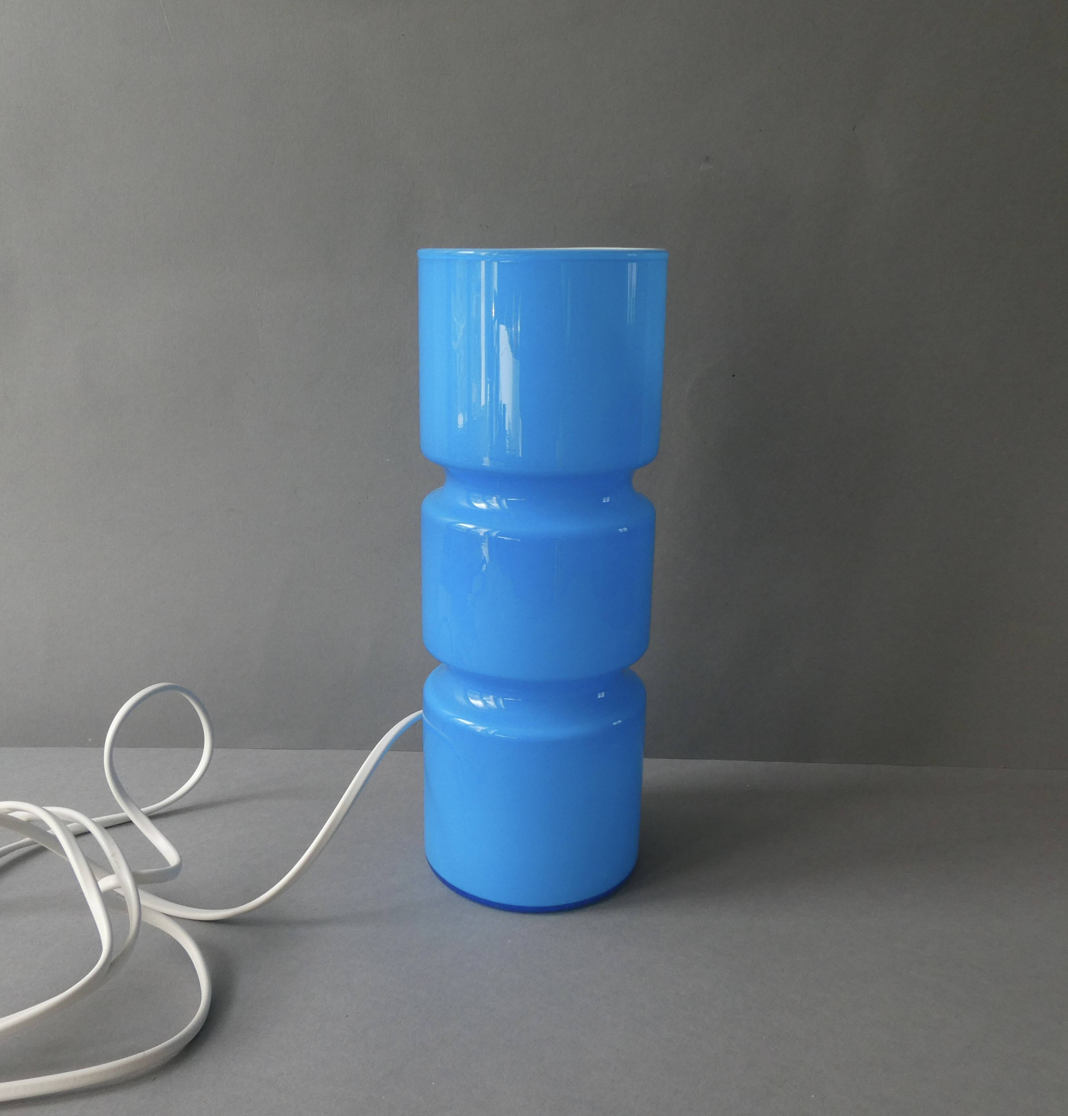 Lampe Fitz en verre bleu, Habitat, 1990