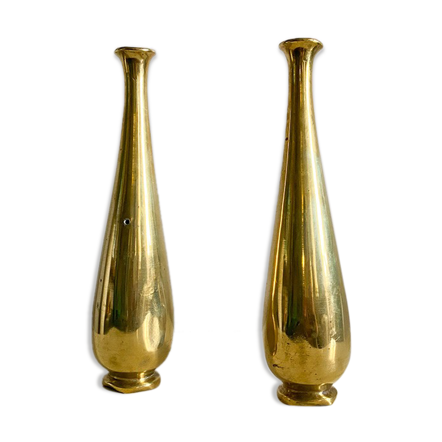 Lot of two brass soliflore vases