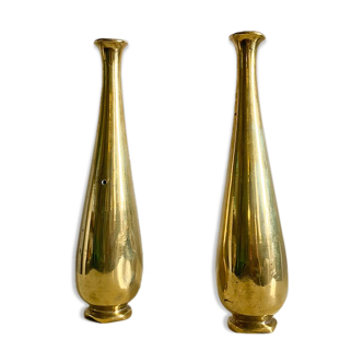 Lot of two brass soliflore vases