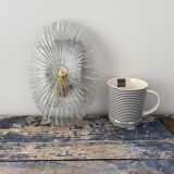 Vintage pebble wall lamp in chiseled glass corrugated shape