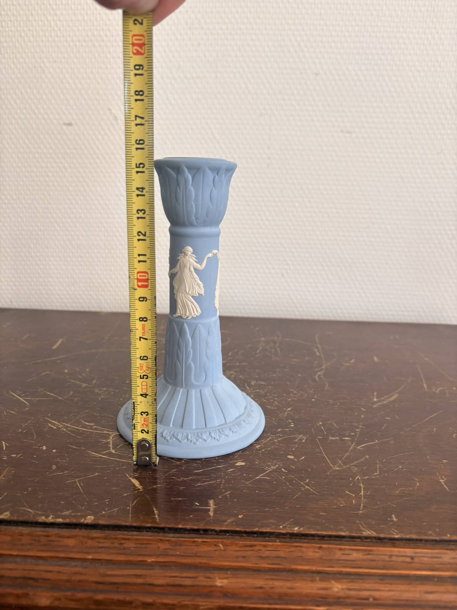 Wedgwood Blue and White Jasperware Vintage Candle Holder English Ceramics