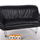 Italian Black leather Postmodern 2 seater sofa, 1970s