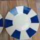 Set of 2 antique ironstone saucers from Badonviller – Cobalt blue Art Deco