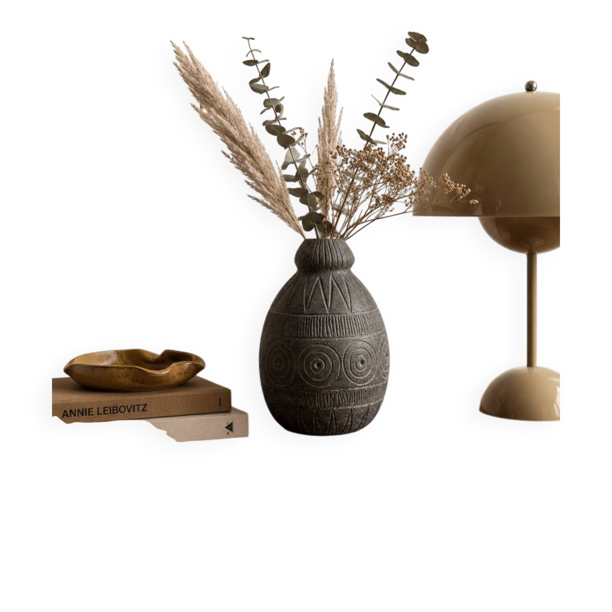 Brutalist single-flower vase in stoneware by Elsi Bourelius for Jie Gantofta, Sweden.