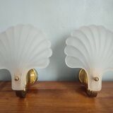 Vintage frosted glass shell wall sconces