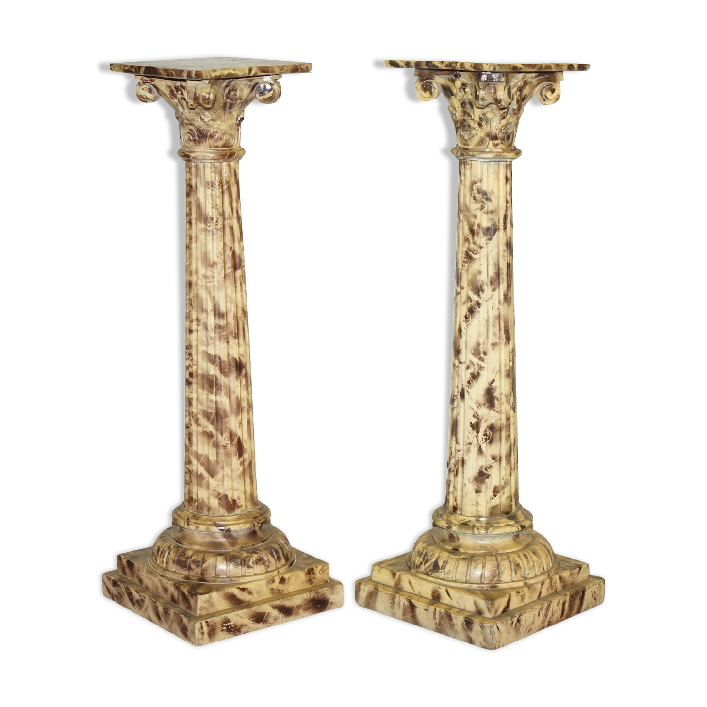 Pair of hand-carved Corinthian pillar bases