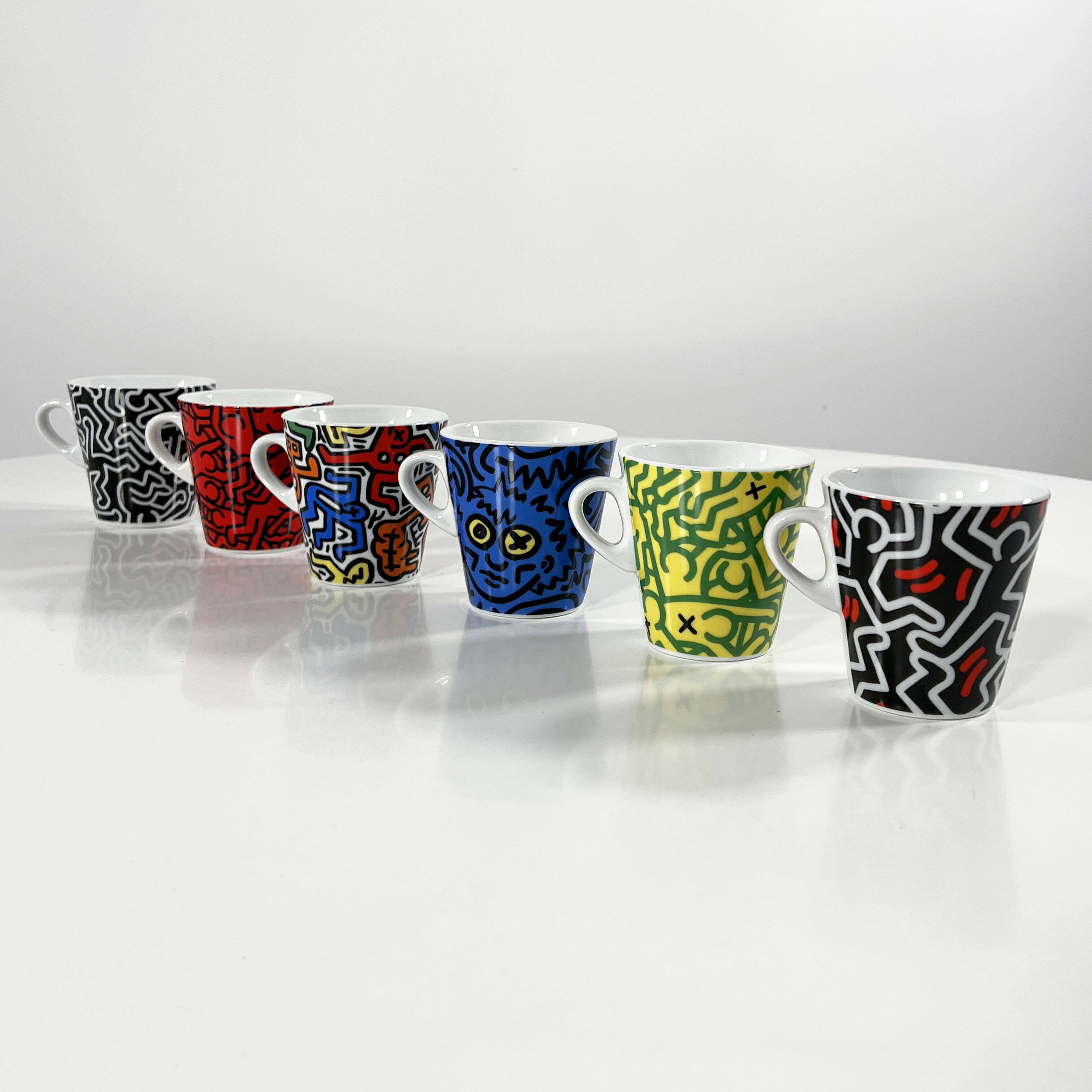 Set of 6 Keith Haring mugs for Tognana, 1990