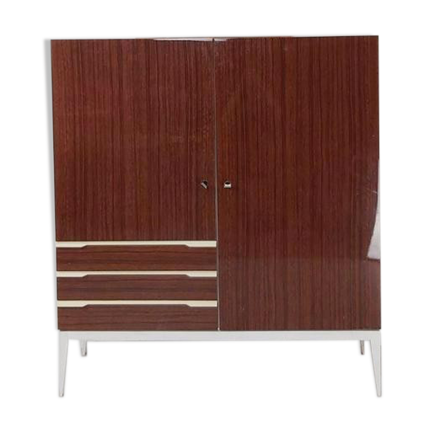 Commode vintage marron écru blanc
