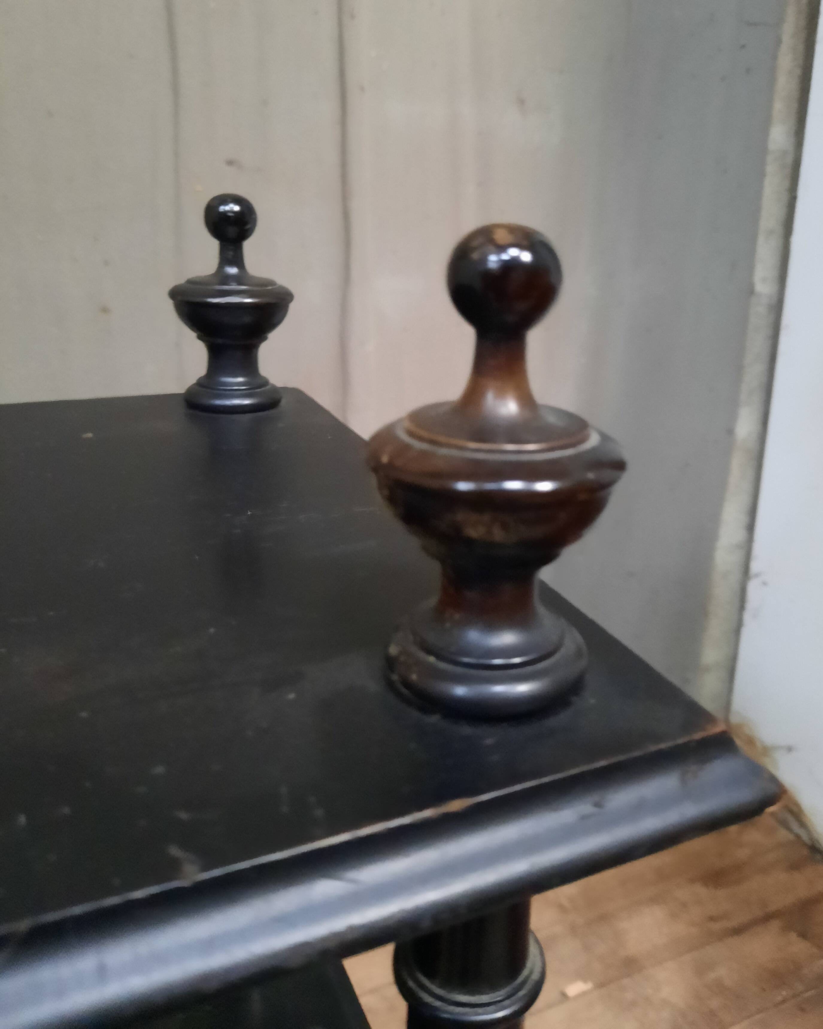Blackened wooden shelf