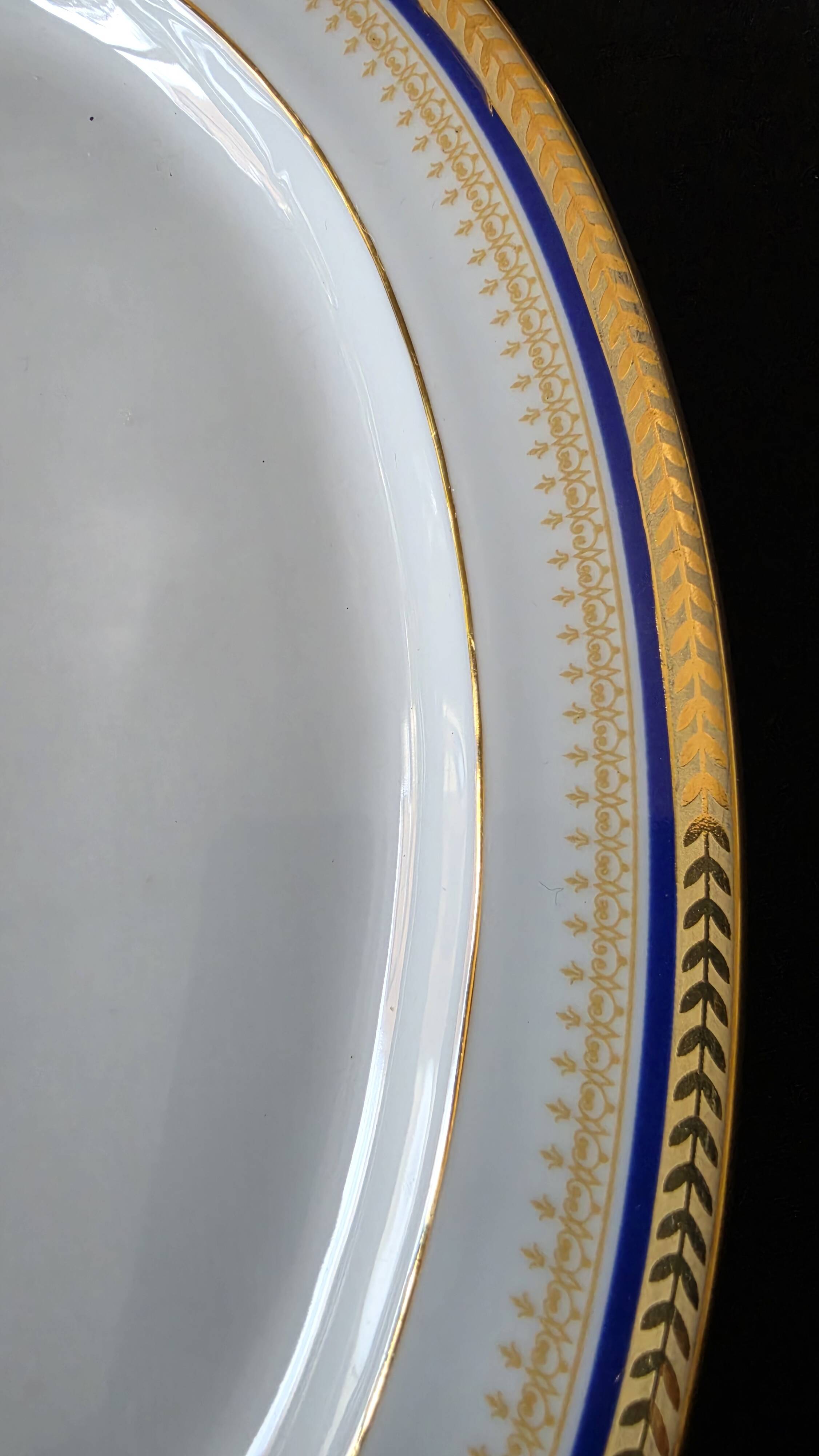 Set of 2 oval shrimp dishes in Limoges porcelain "Blue de F"