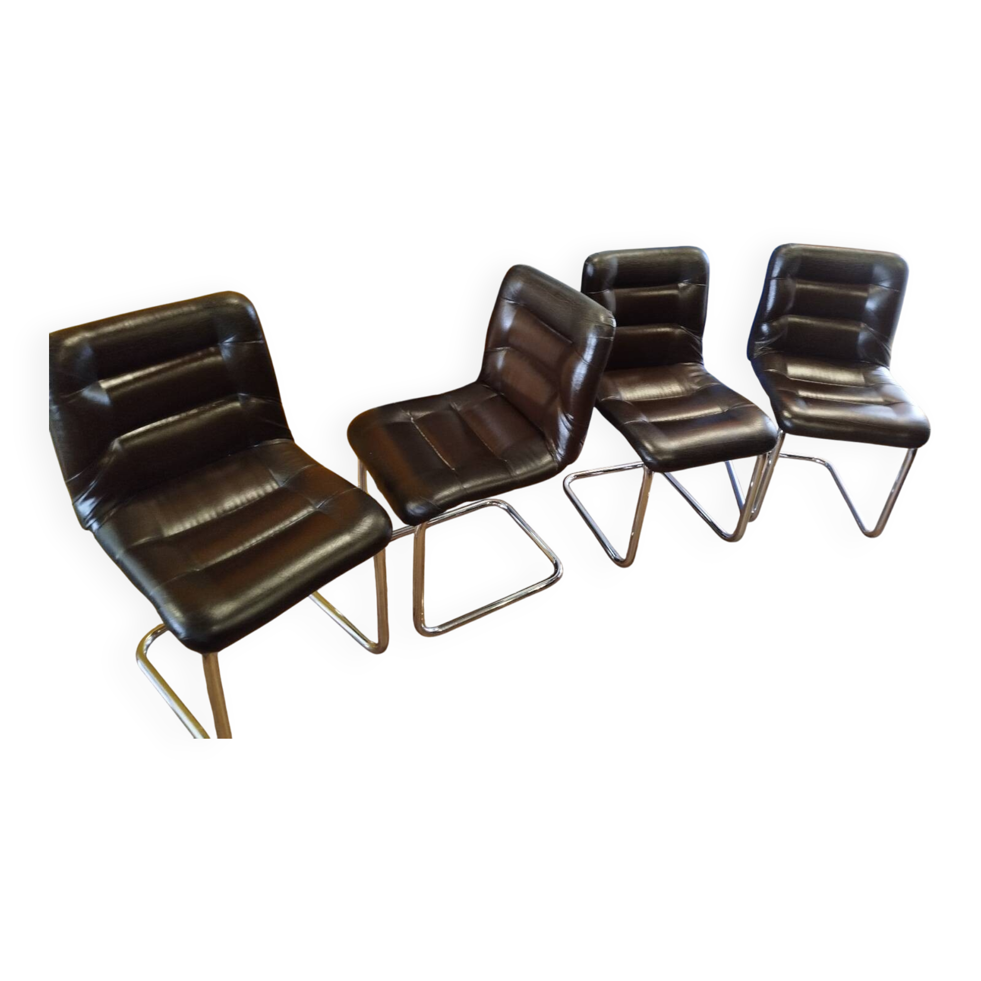 4 vintage 70s design chairs, Bauhaus/Breuer style