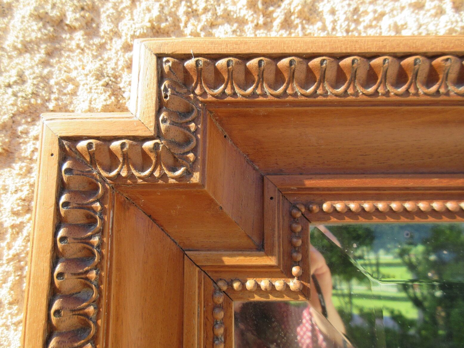 Walnut bevelled mirror 1900