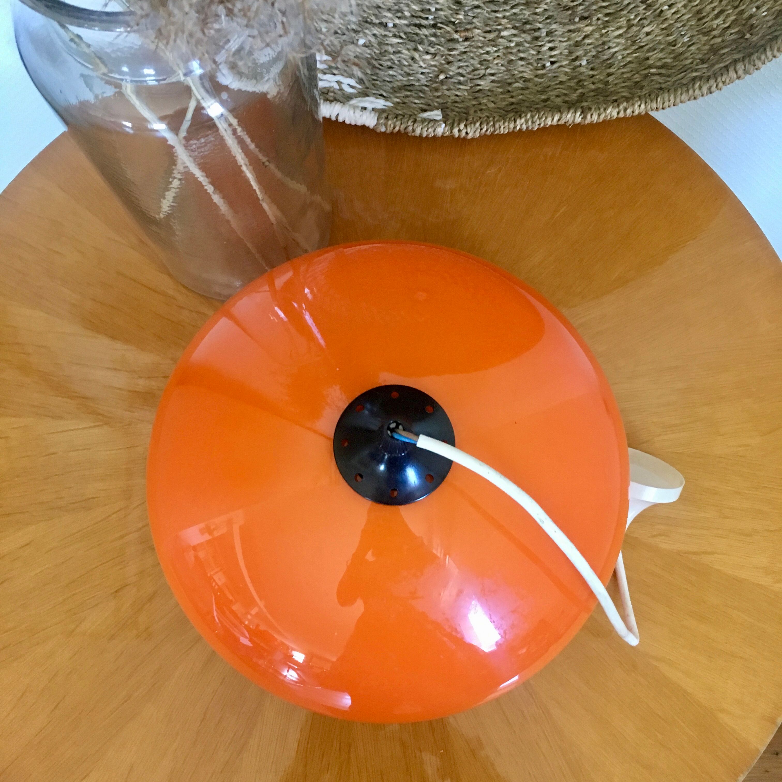 Orange opaline vintage hanging lamp