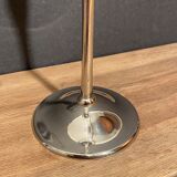 Glass photophore on high metal stand with silver patina