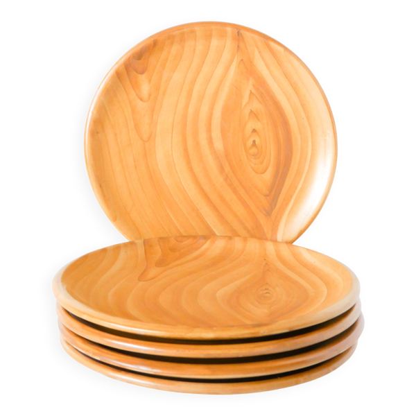 Lot de 5 assiettes plates en céramique, Vallauris Grandjean-Jourdan effet b