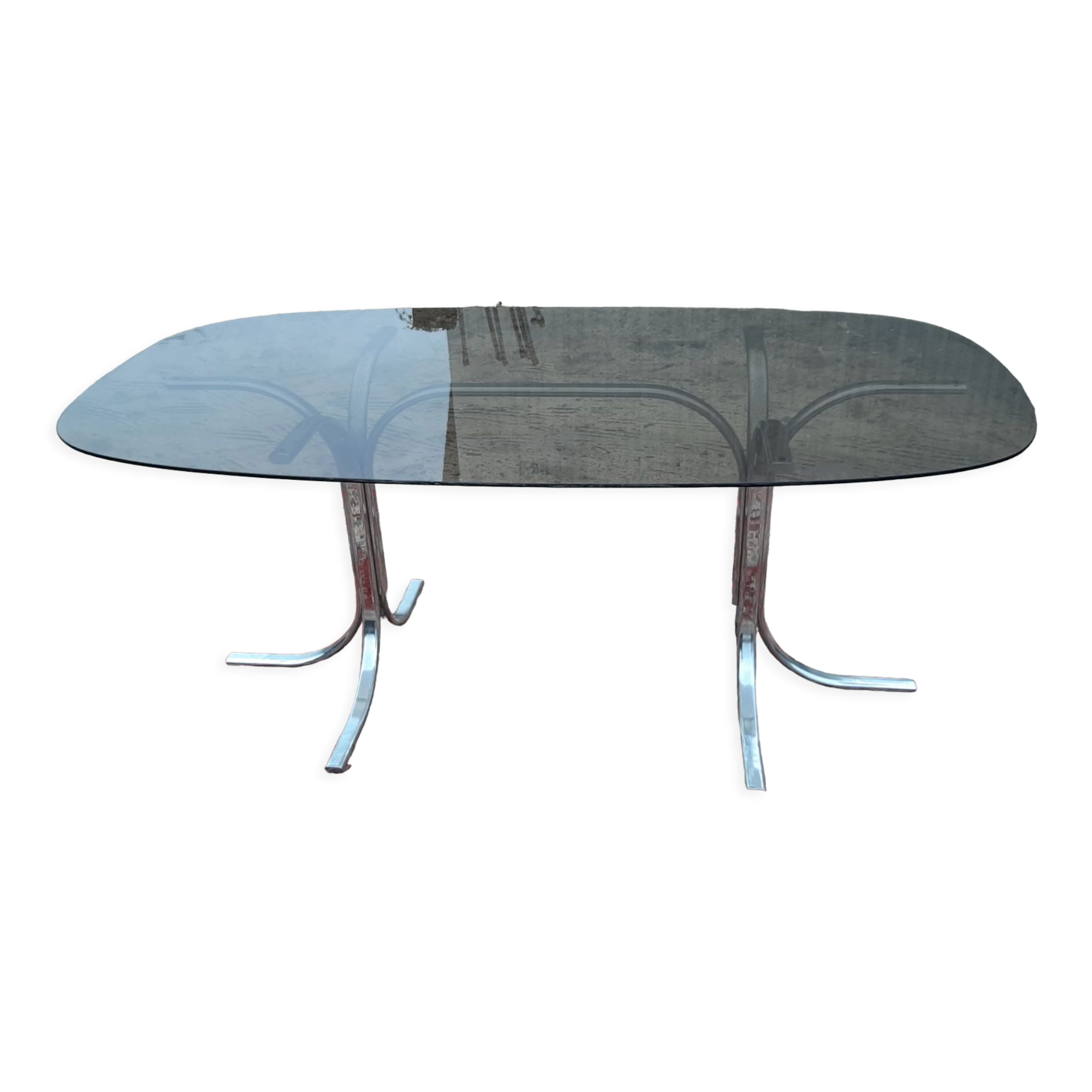 Vintage chrome table and smoked glass