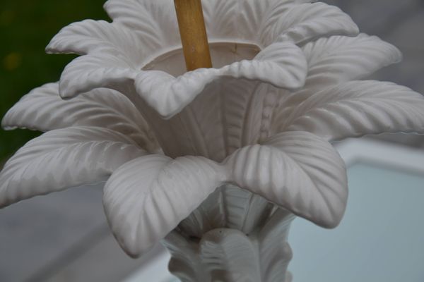 Pied de lampe palmier en céramique vintage