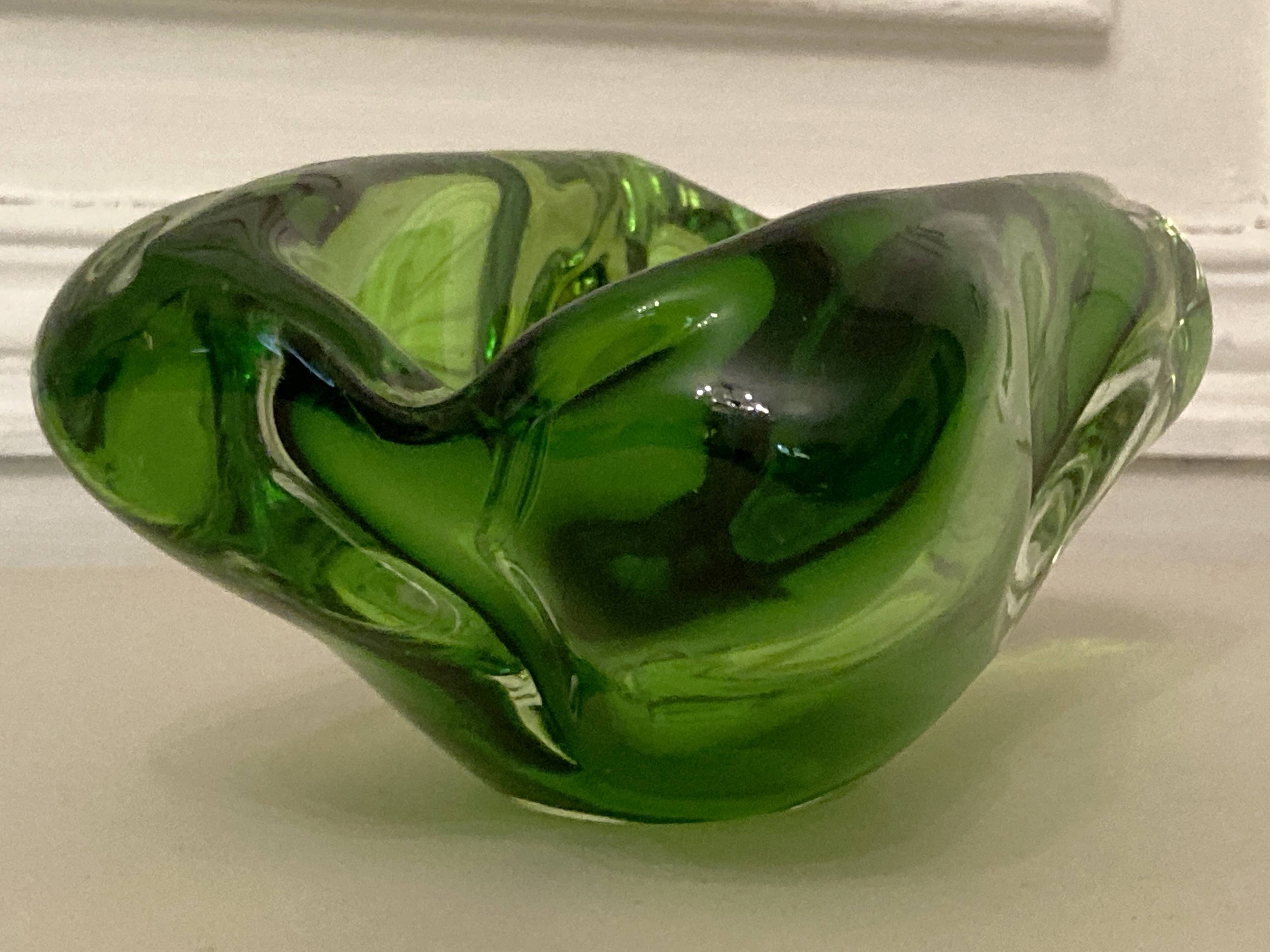 Murano iridescent green pocket tray