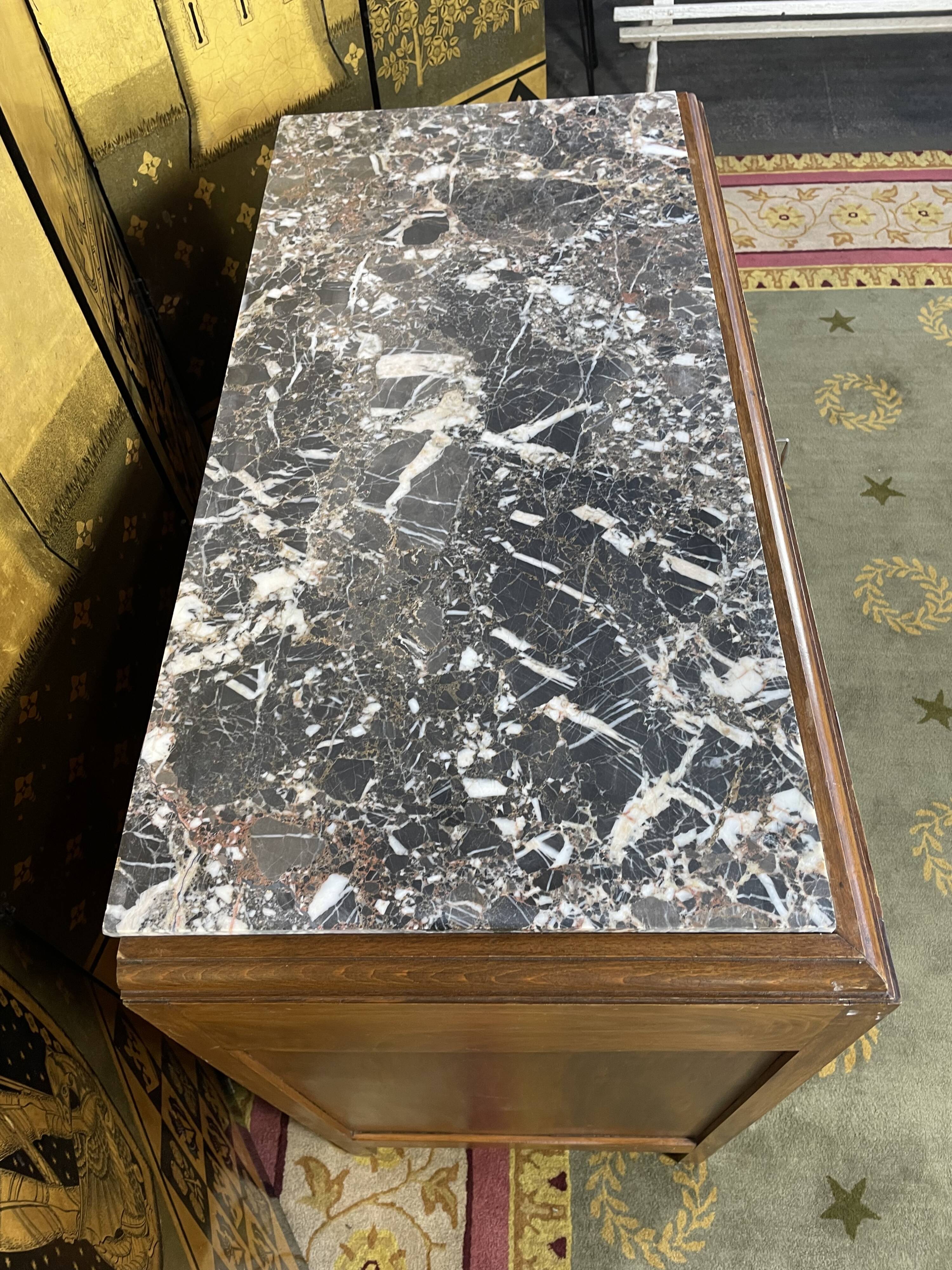 Chest of drawers Art Deco period beech tinted and veined marble