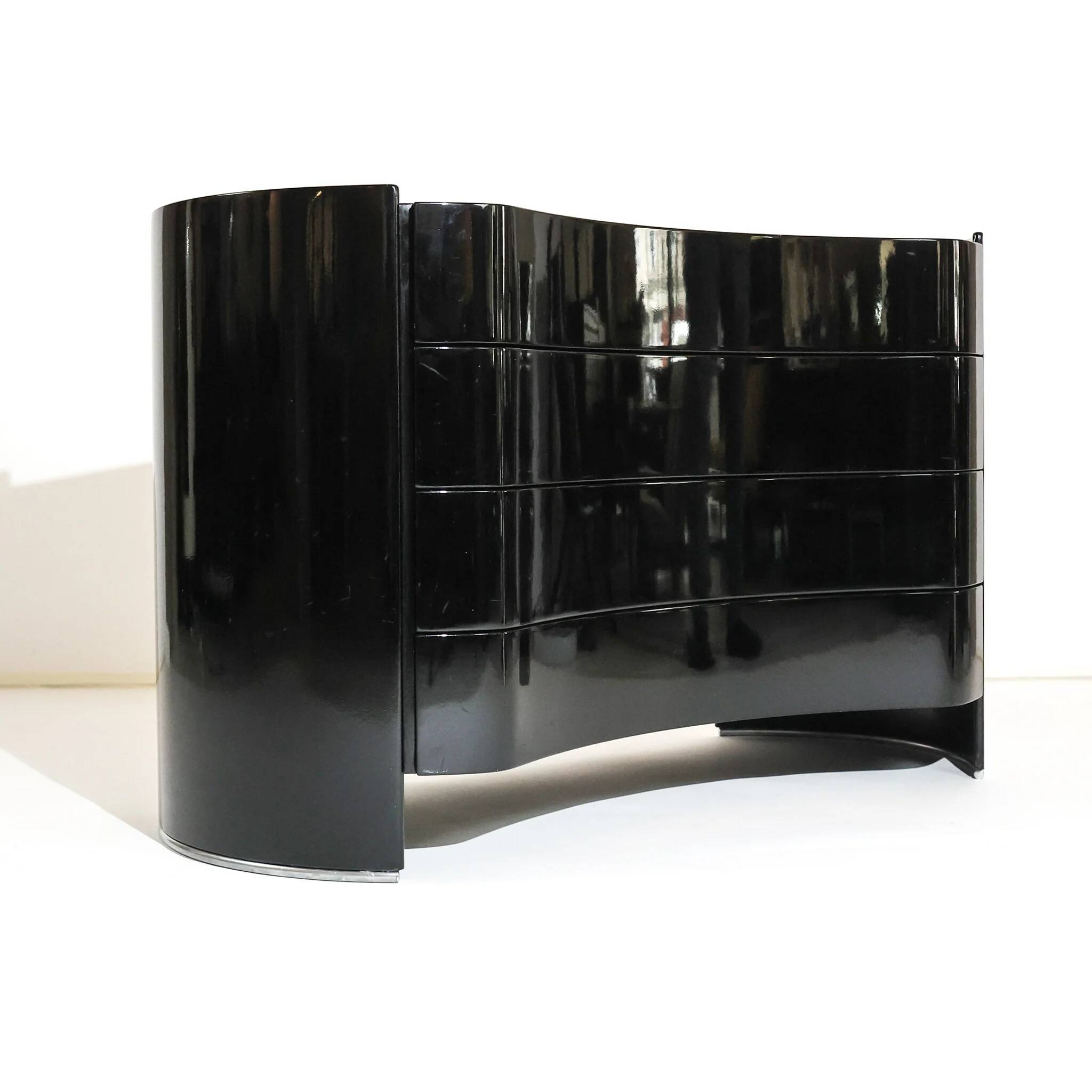 Curved black vintage commode "Aiace" by Benatti, Italy, 1970s