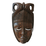 Masque en bois africain sculpté à la main vintage : décoration murale tribale